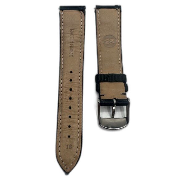 MICHELE 18mm Black Grosgrain Strap Retail $100 Silver Buckle - Picture 3 of 5